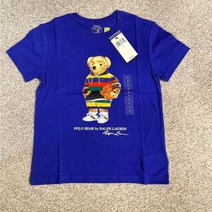 Ralph Lauren Kids Blue Tee with Basket Ball bear